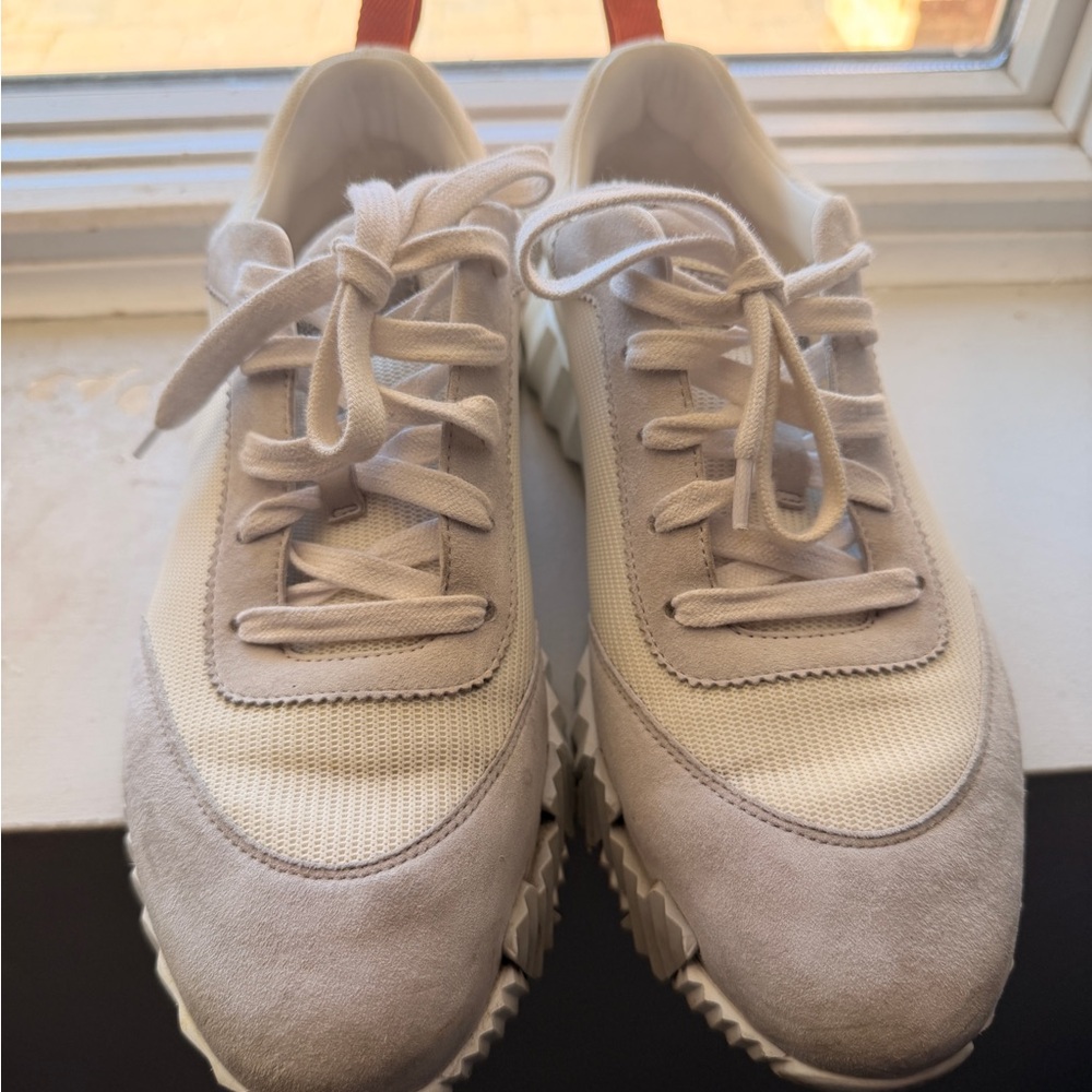 Hermes Women's Cream and White Sneakers